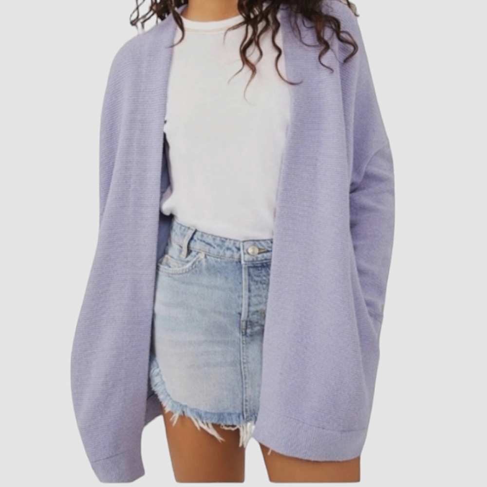 Free People Serenity Oversized Ottoman Cardigan sweater Lilac XS